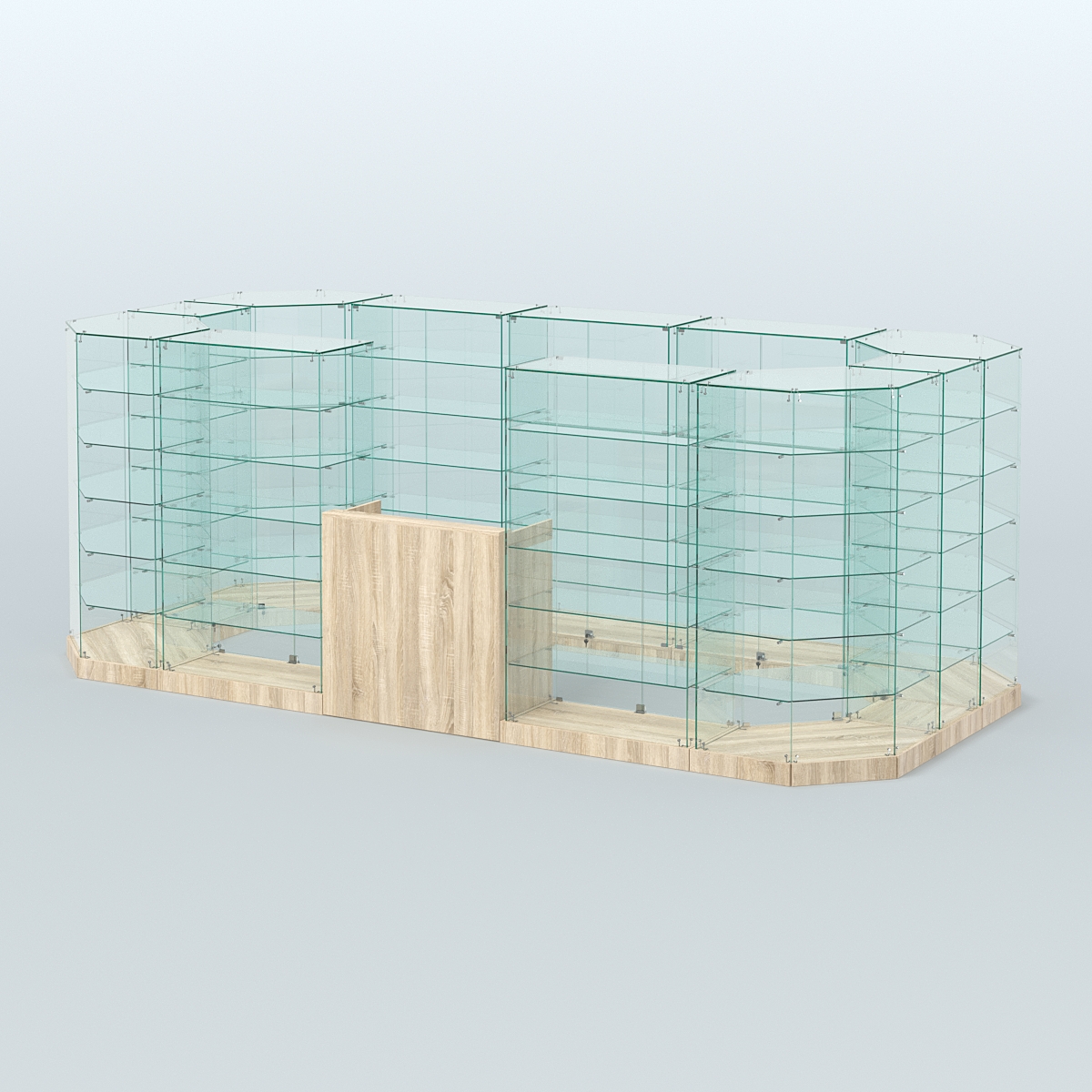 Торговый стеклянный павильон Абсолют №13а (закрытый) (8, 56 кв.м) Дуб сонома