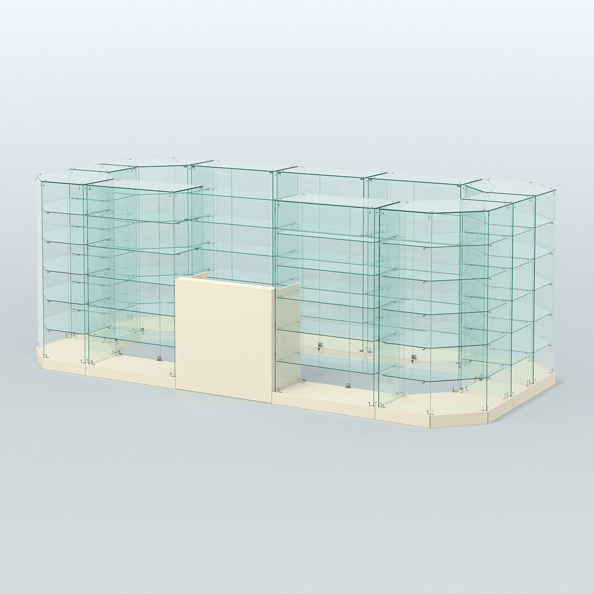 Торговый стеклянный павильон Абсолют №13а (закрытый) (8, 56 кв.м) Крем Вайс