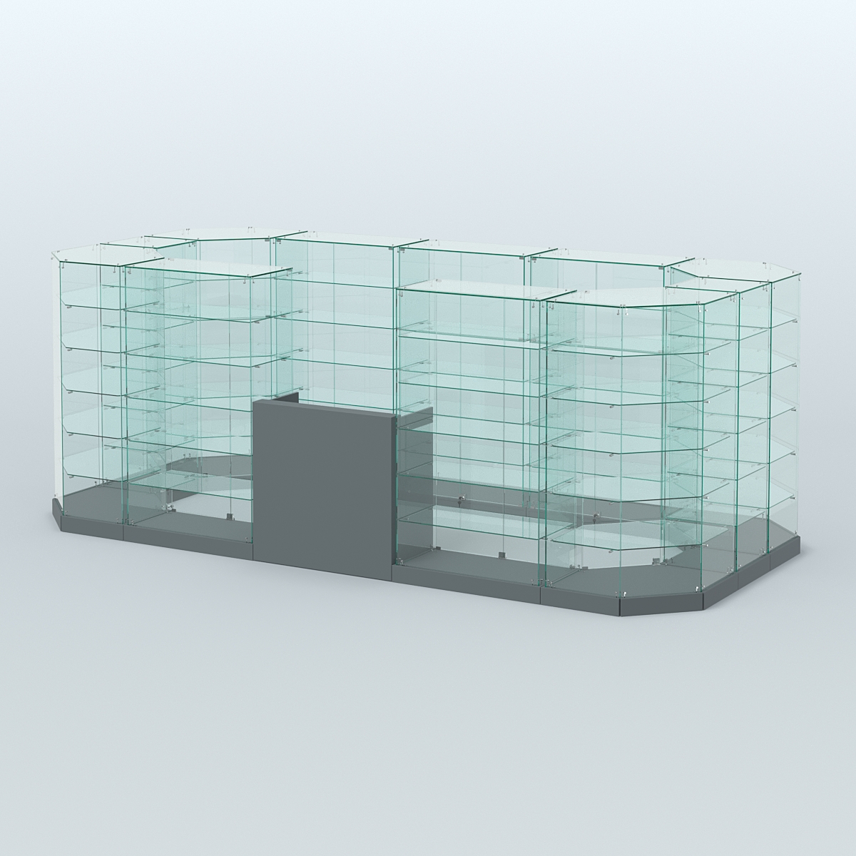 Торговый стеклянный павильон Абсолют №13а (закрытый) (8, 56 кв.м) Темно-Серый