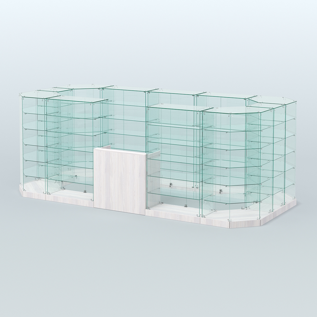 Торговый стеклянный павильон Абсолют №13а (закрытый) (8, 56 кв.м) Ясень Анкор светлый