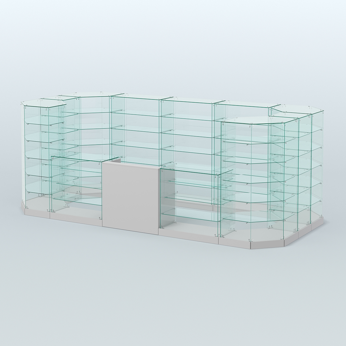 Торговый стеклянный павильон Абсолют №14 (открытый) (8, 56 кв.м) Серый