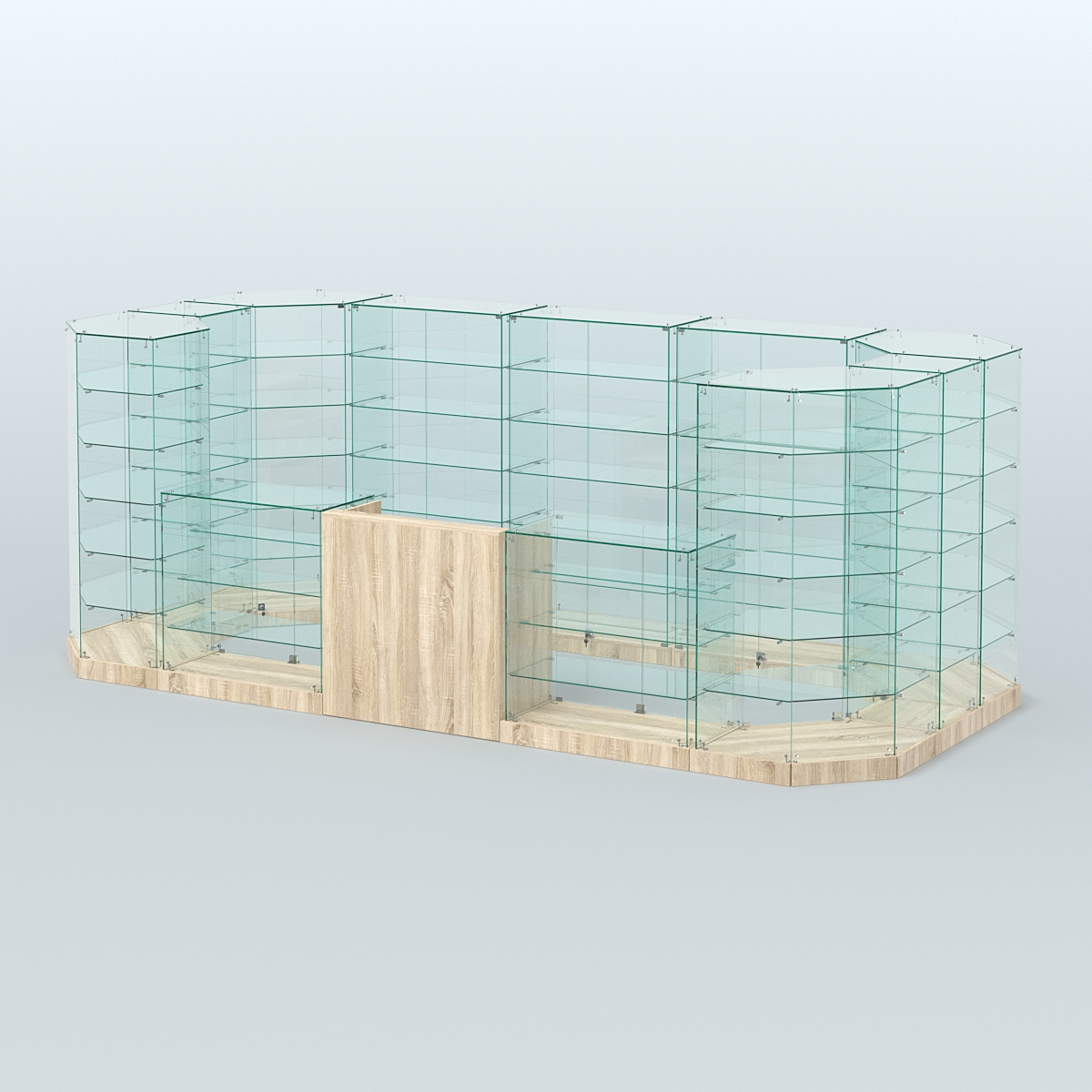 Торговый стеклянный павильон Абсолют №14а (закрытый) (8, 56 кв.м) Дуб сонома