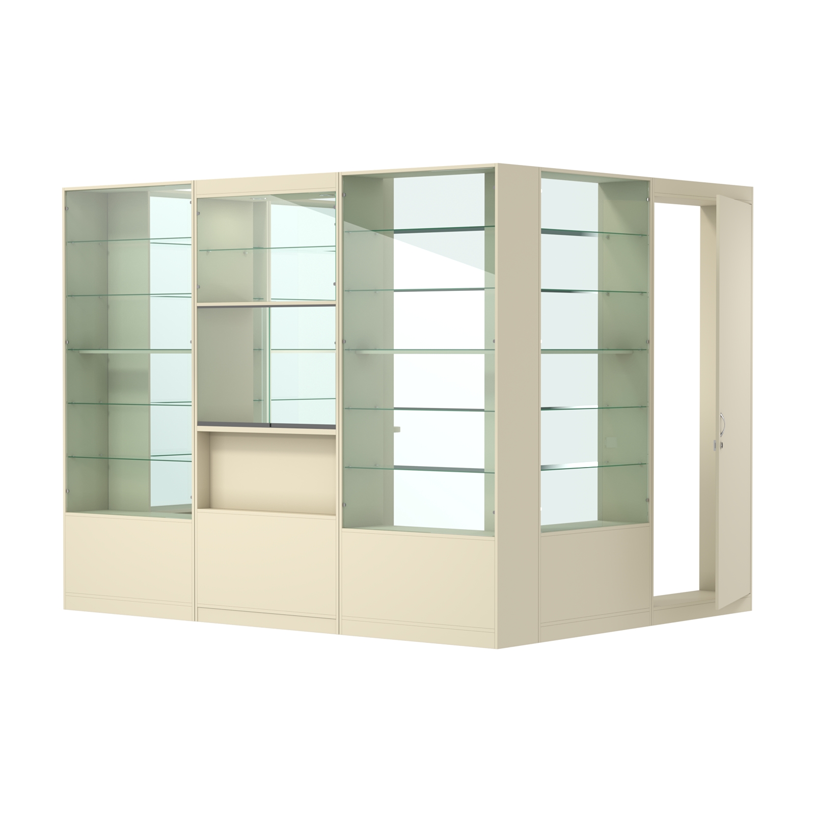 Пристенный торговый павильон из ДСП СЭСП №9 (5, 67 кв.м) Крем Вайс