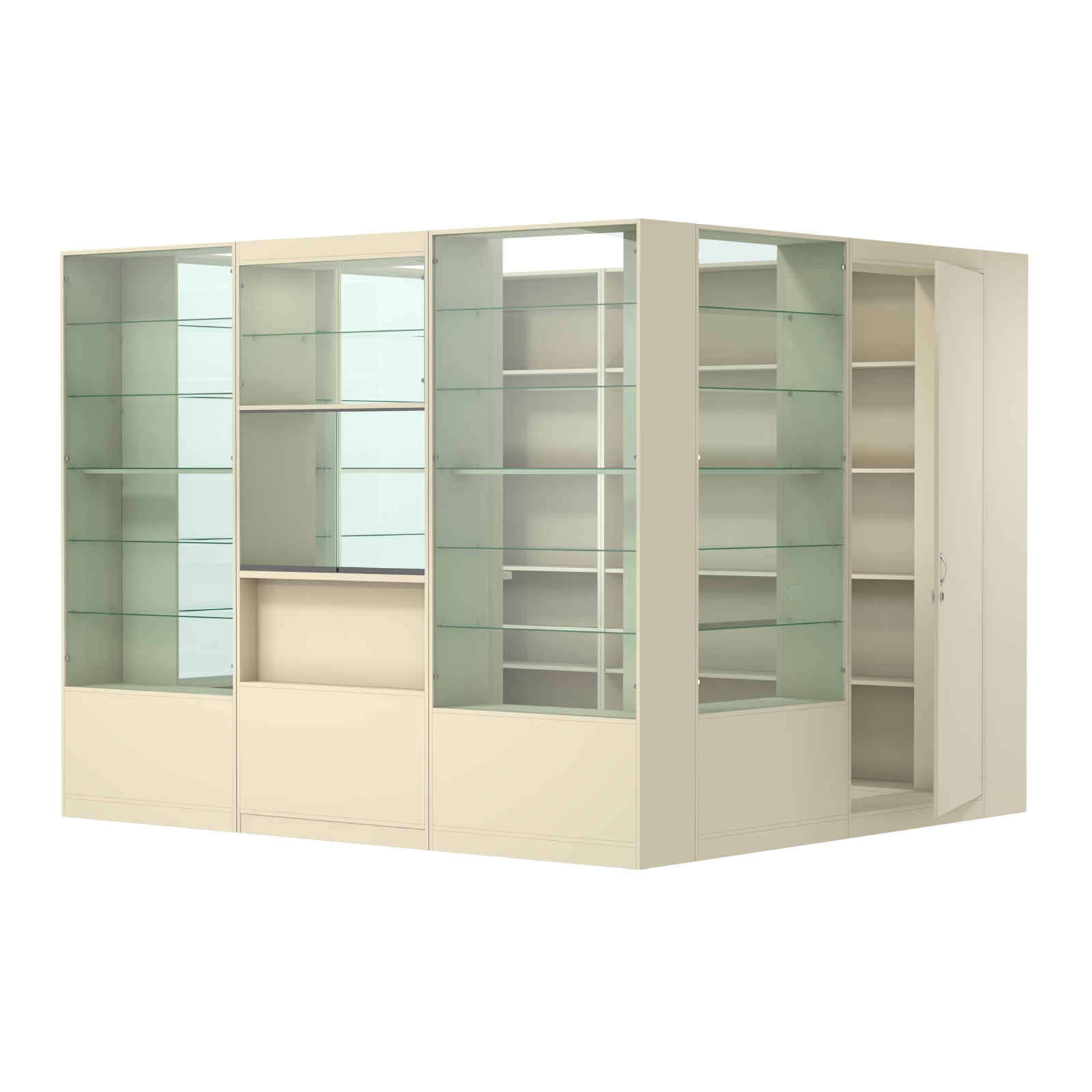 Пристенный торговый павильон из ДСП СЭСП №10 (6, 48 кв.м) Крем Вайс