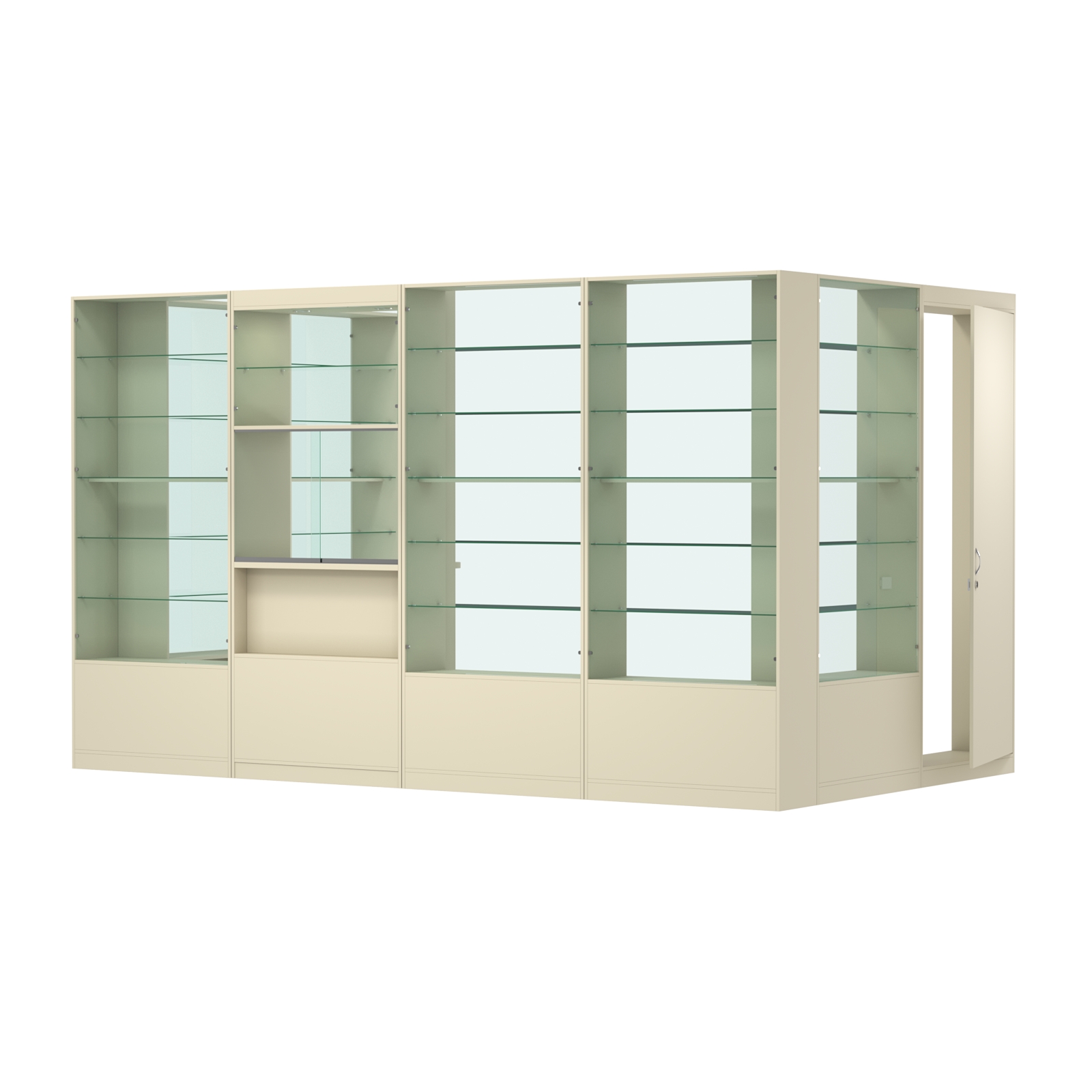 Пристенный торговый павильон из ДСП СЭСП №11 (7, 56 кв.м) Крем Вайс