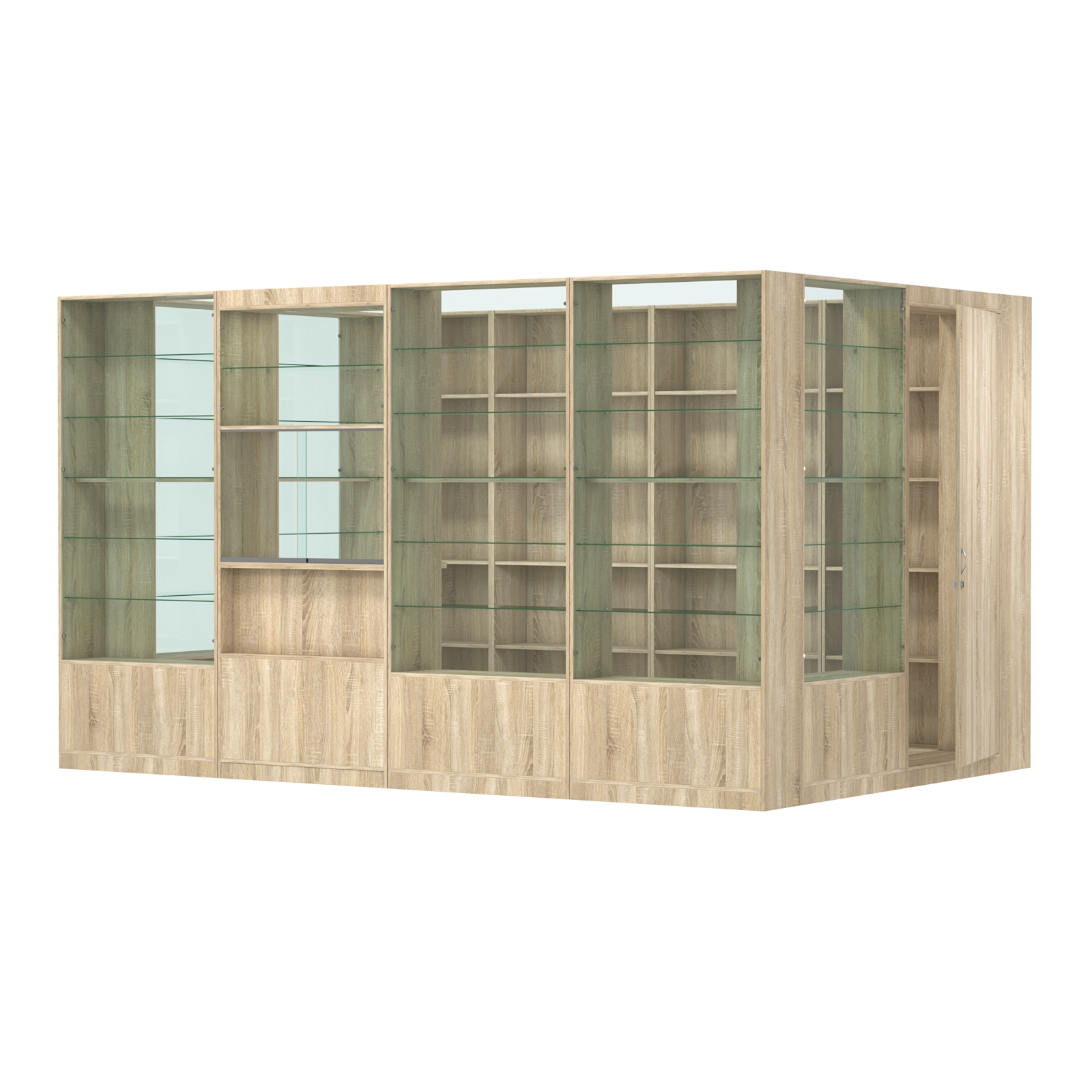 Пристенный торговый павильон из ДСП СЭСП №12 (8, 64 кв.м) Дуб Сонома