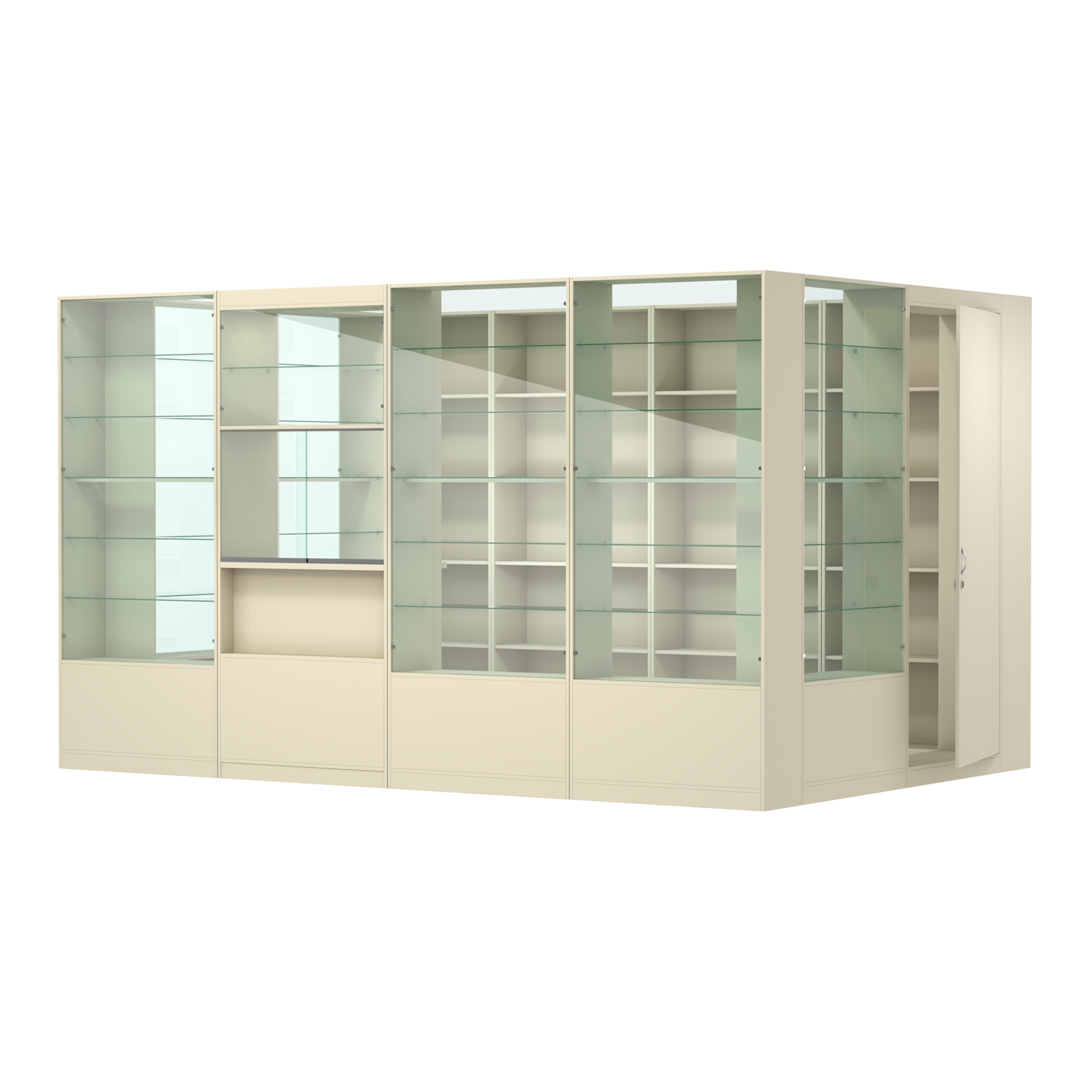 Пристенный торговый павильон из ДСП СЭСП №12 (8, 64 кв.м) Крем Вайс