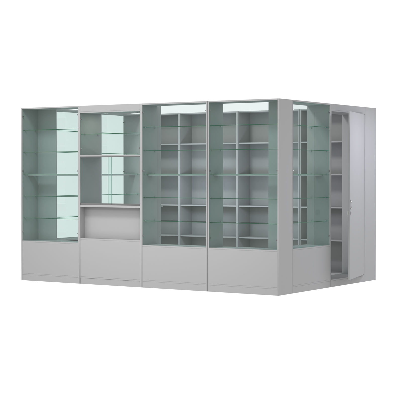 Пристенный торговый павильон из ДСП СЭСП №12 (8, 64 кв.м) Серый