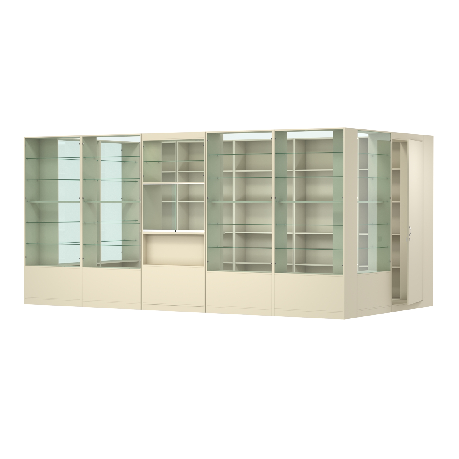 Пристенный торговый павильон из ДСП СЭСП №14 (10, 8 кв.м) Крем Вайс