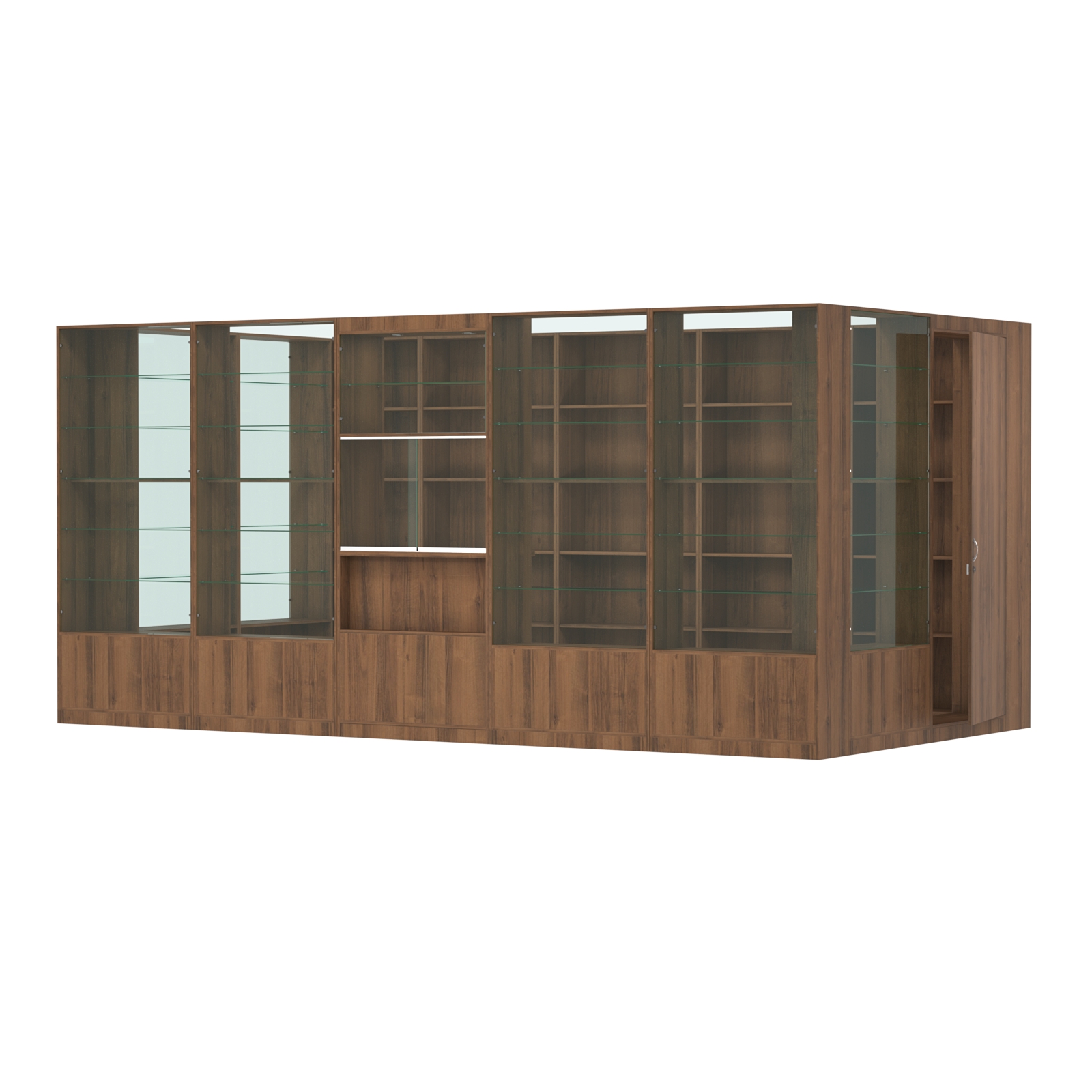 Пристенный торговый павильон из ДСП СЭСП №14 (10, 8 кв.м) Орех