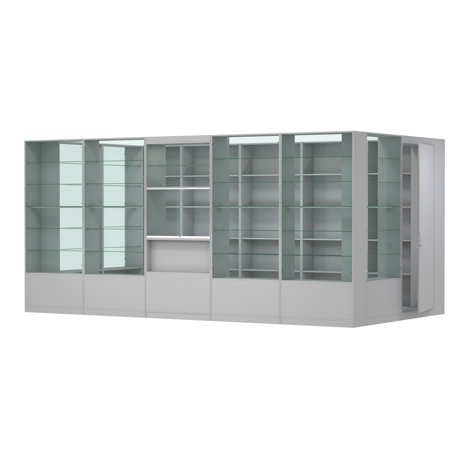 Пристенный торговый павильон из ДСП СЭСП №14 (10, 8 кв.м) Серый