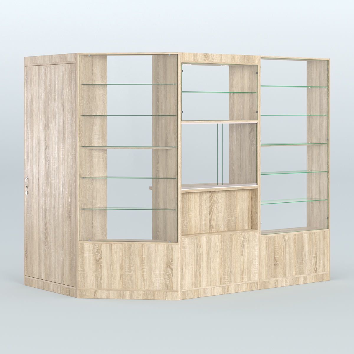 Угловой торговый павильон из ДСП СЭСП №1 (3, 71 кв.м) Дуб сонома