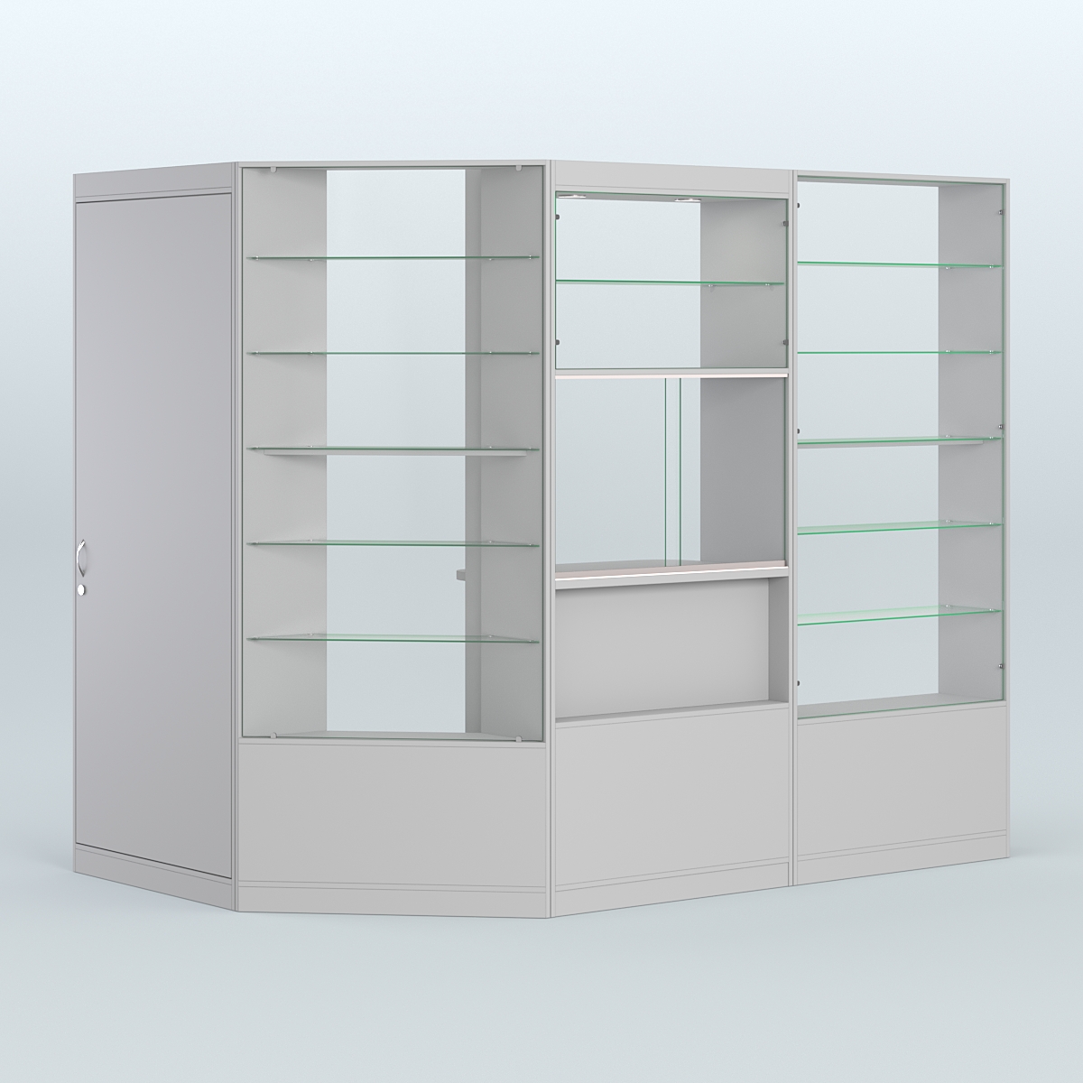 Угловой торговый павильон из ДСП СЭСП №1 (3, 71 кв.м) Серый