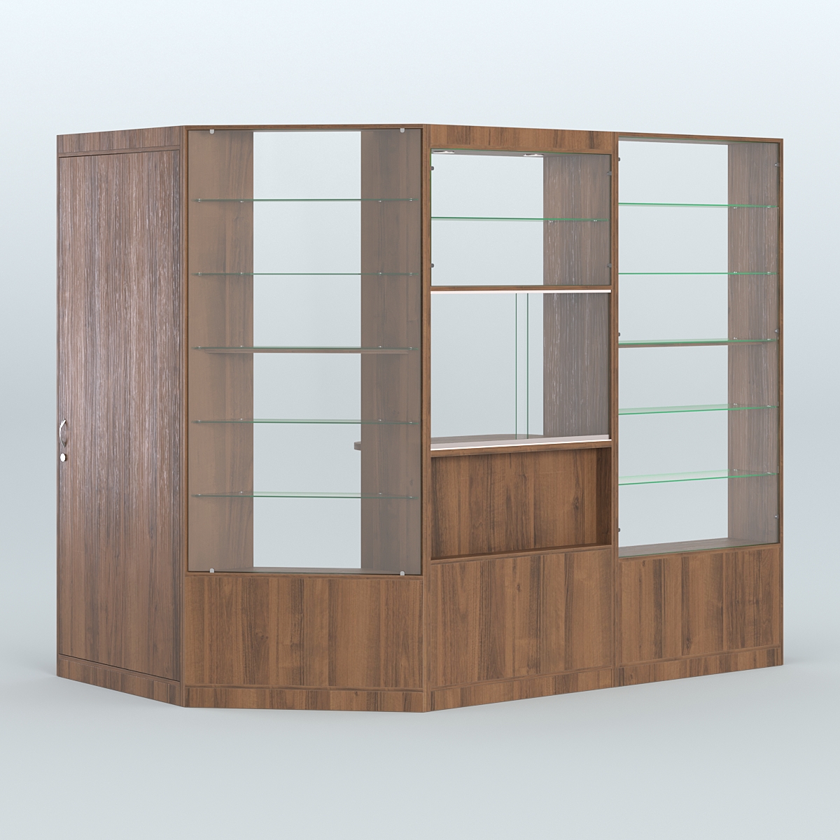 Угловой торговый павильон из ДСП СЭСП №1 (3, 71 кв.м) Орех