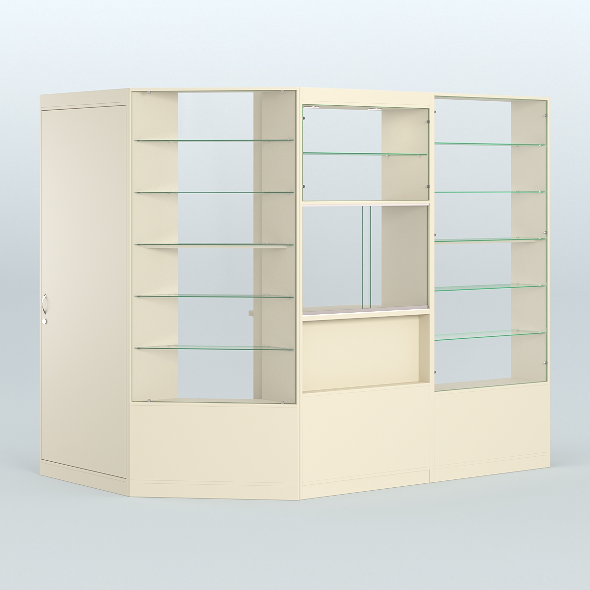 Угловой торговый павильон из ДСП СЭСП №1 (3, 71 кв.м) Крем Вайс