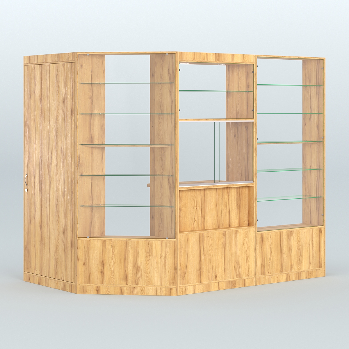 Угловой торговый павильон из ДСП СЭСП №1 (3, 71 кв.м) Дуб Золотистый