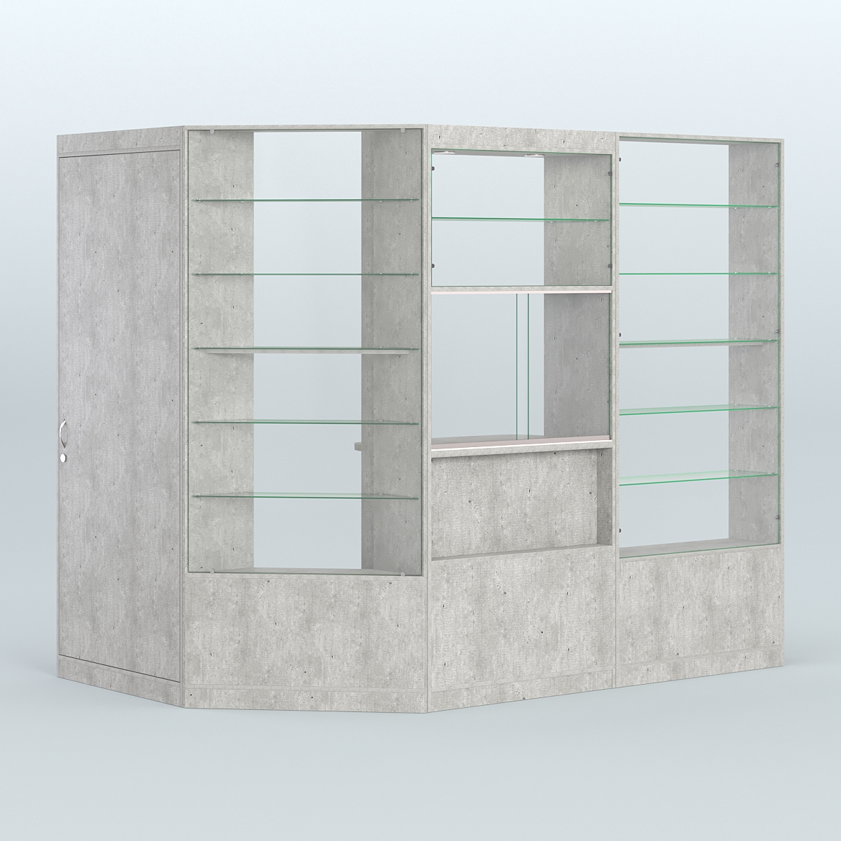 Угловой торговый павильон из ДСП СЭСП №1 (3, 71 кв.м) Метрополитан Грей