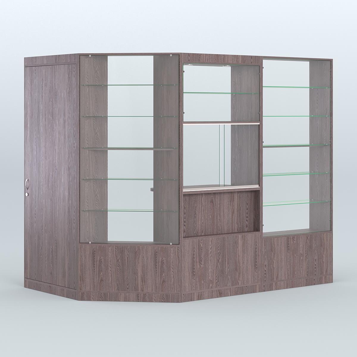 Угловой торговый павильон из ДСП СЭСП №1 (3, 71 кв.м) Ясень Анкор темный