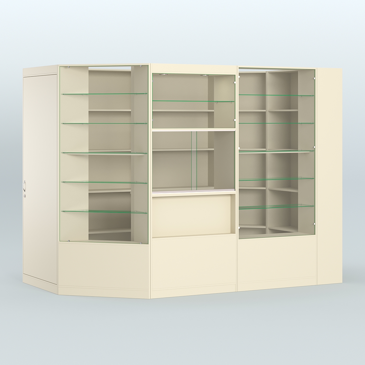 Угловой торговый павильон из ДСП СЭСП №2 (4, 17 кв.м) Крем Вайс