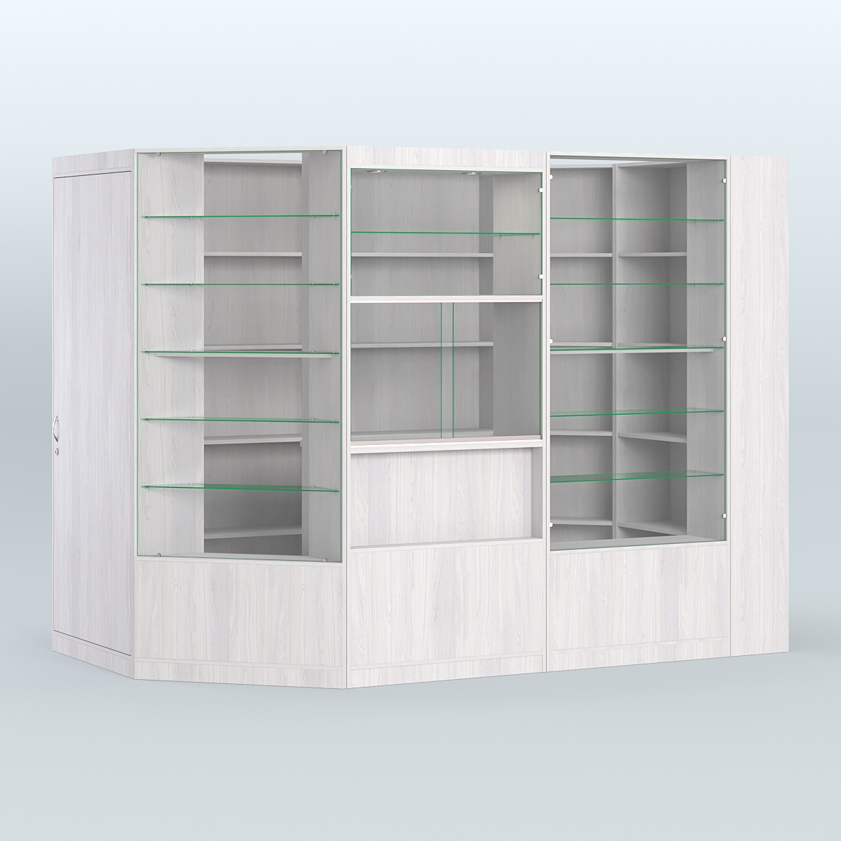 Угловой торговый павильон из ДСП СЭСП №2 (4, 17 кв.м) Ясень Анкор светлый