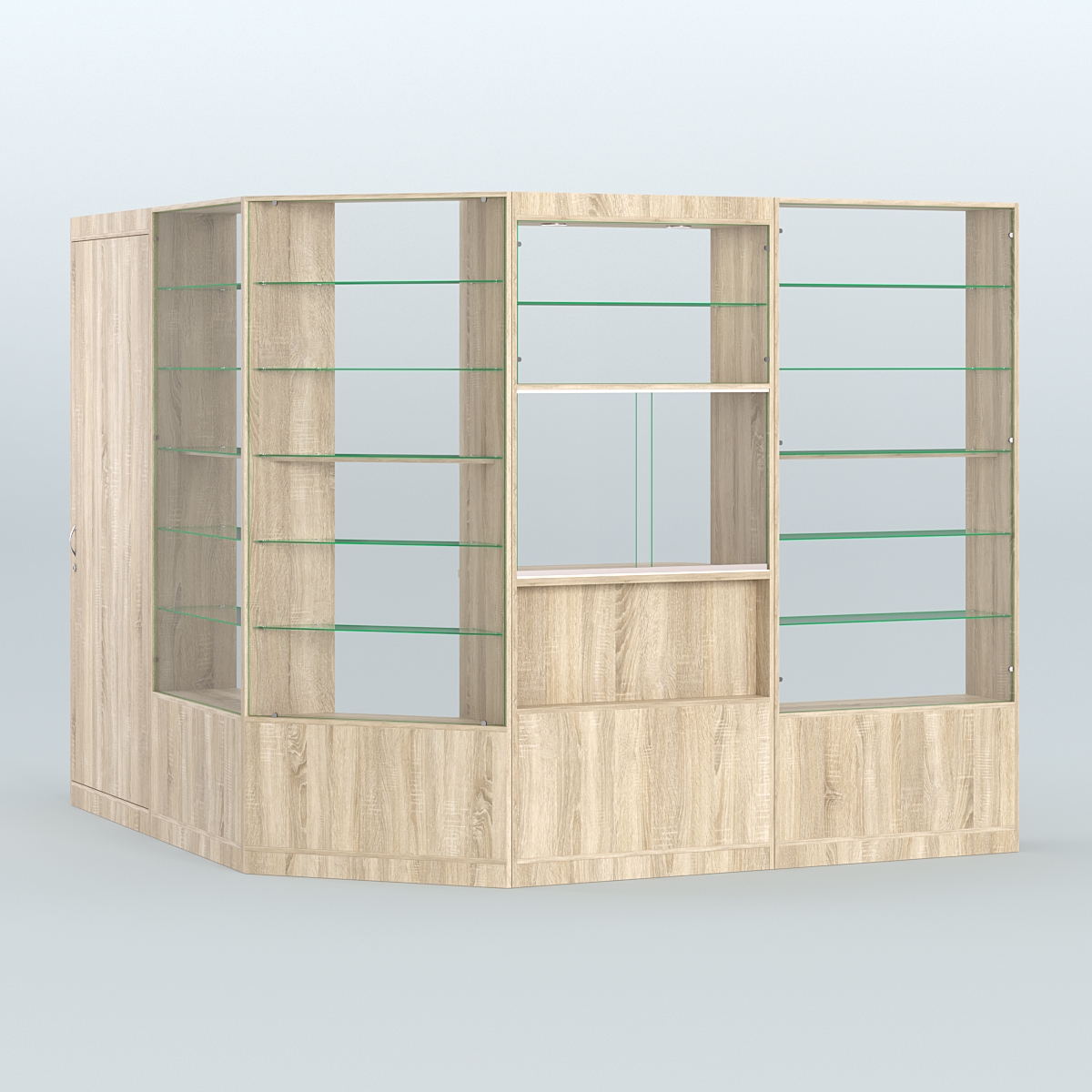 Угловой торговый павильон из ДСП СЭСП №3 (5, 9 кв.м) Дуб сонома