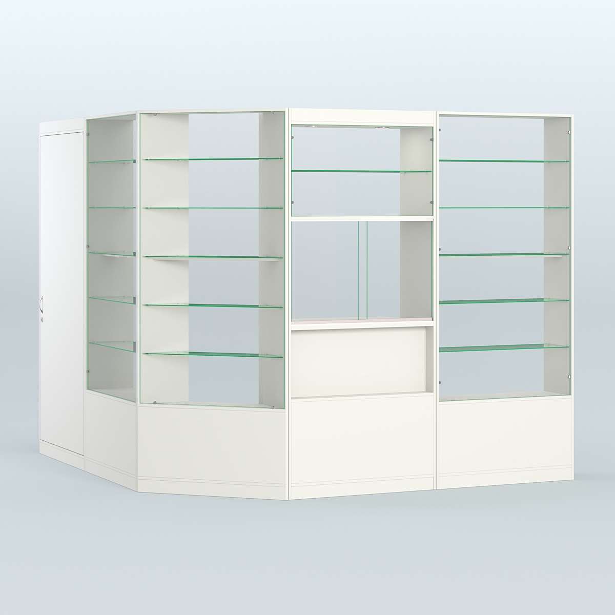 Угловой торговый павильон из ДСП СЭСП №3 (5, 9 кв.м) Белый