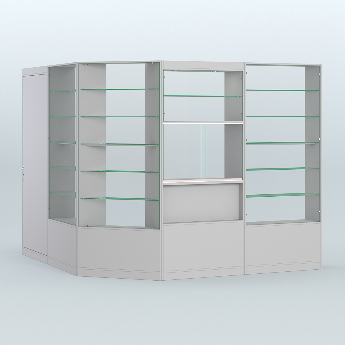 Угловой торговый павильон из ДСП СЭСП №3 (5, 9 кв.м) Серый