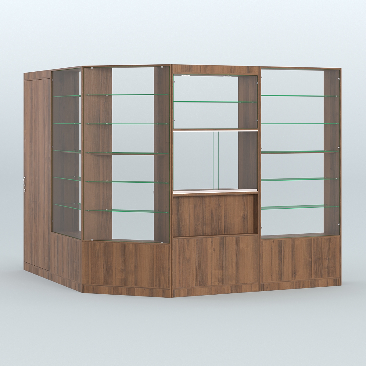 Угловой торговый павильон из ДСП СЭСП №3 (5, 9 кв.м) Орех