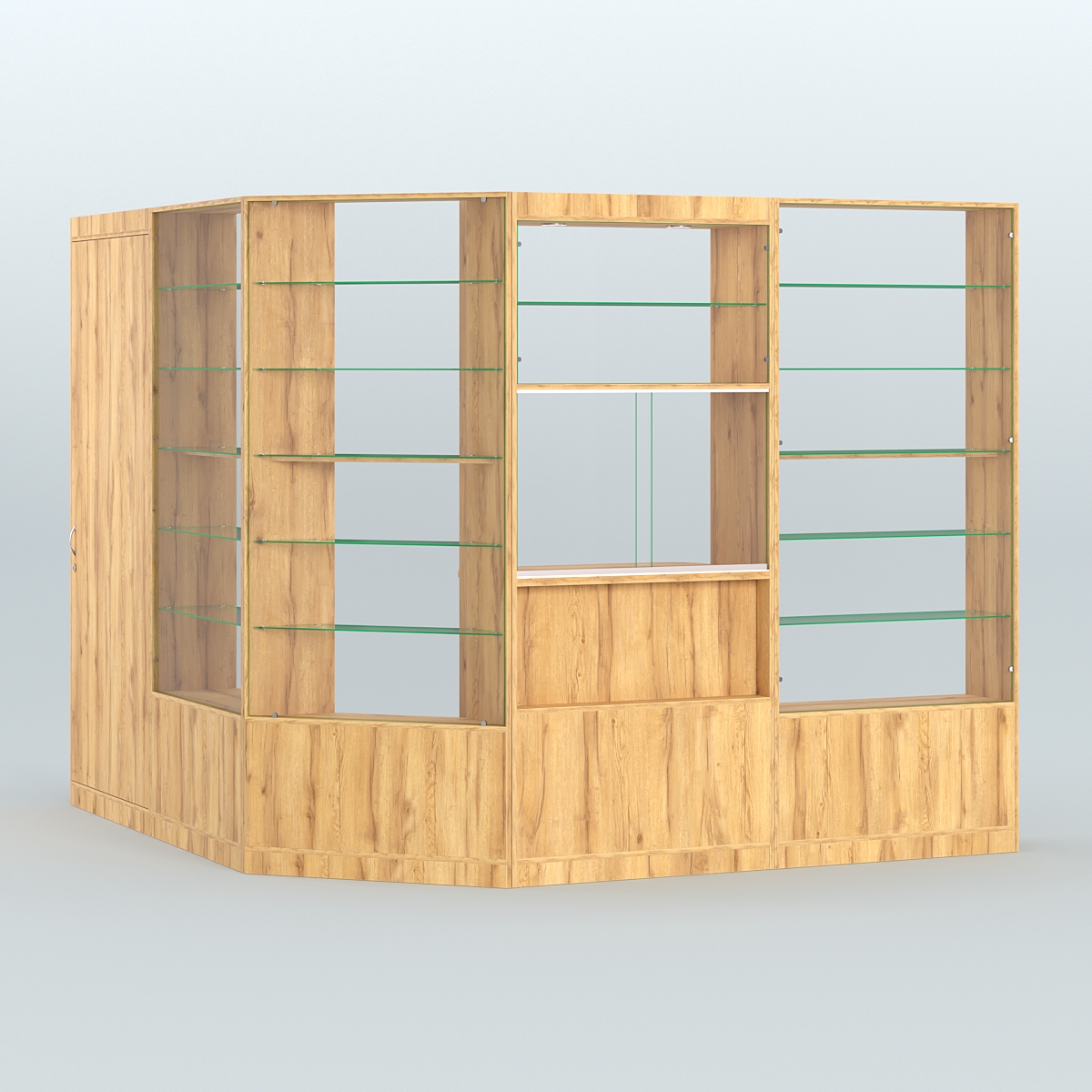 Угловой торговый павильон из ДСП СЭСП №3 (5, 9 кв.м) Дуб Золотистый