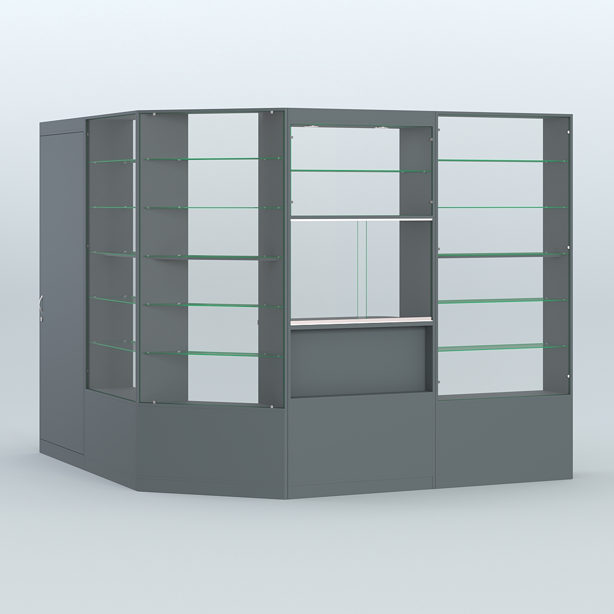 Угловой торговый павильон из ДСП СЭСП №3 (5, 9 кв.м) Темно-Серый