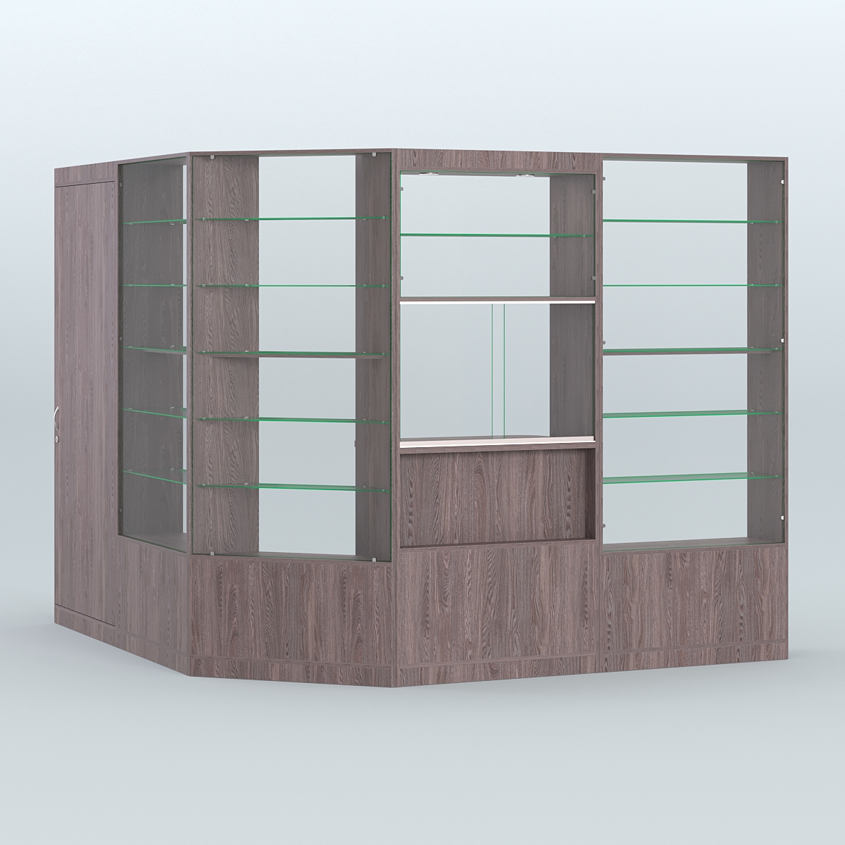 Угловой торговый павильон из ДСП СЭСП №3 (5, 9 кв.м) Ясень Анкор темный