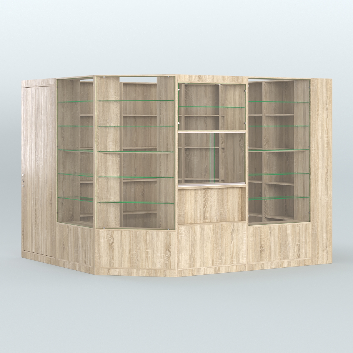 Угловой торговый павильон из ДСП СЭСП №4 (6, 63 кв.м) Дуб сонома