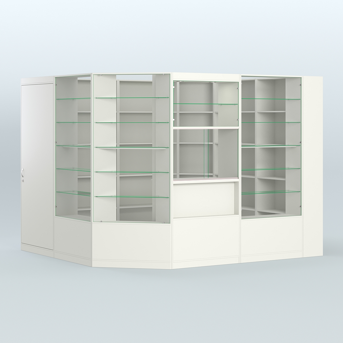 Угловой торговый павильон из ДСП СЭСП №4 (6, 63 кв.м) Белый