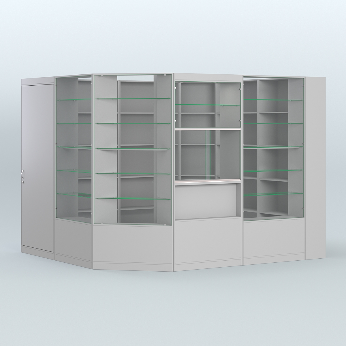 Угловой торговый павильон из ДСП СЭСП №4 (6, 63 кв.м) Серый