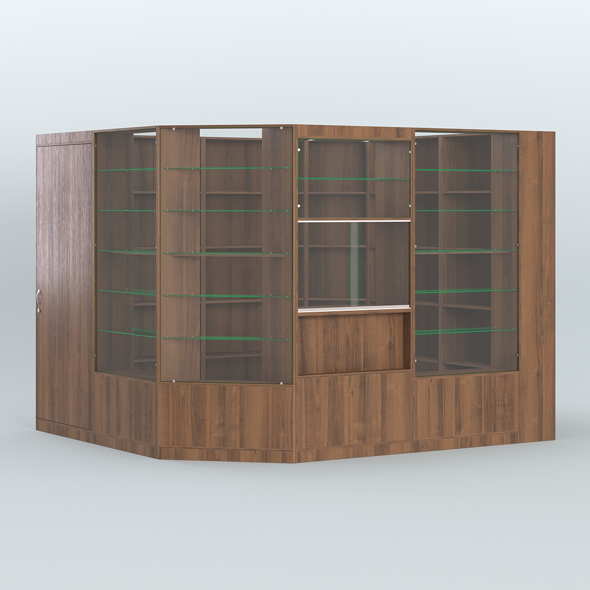 Угловой торговый павильон из ДСП СЭСП №4 (6, 63 кв.м) Орех