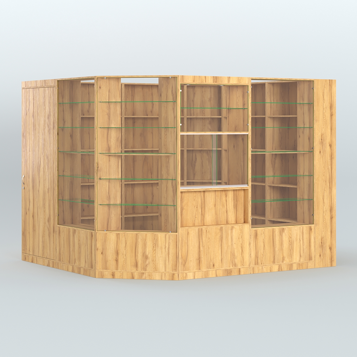 Угловой торговый павильон из ДСП СЭСП №4 (6, 63 кв.м) Дуб Золотистый