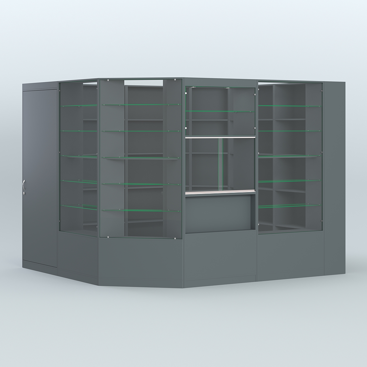 Угловой торговый павильон из ДСП СЭСП №4 (6, 63 кв.м) Темно-Серый