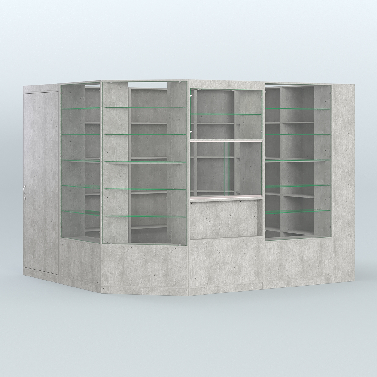 Угловой торговый павильон из ДСП СЭСП №4 (6, 63 кв.м) Метрополитан Грей