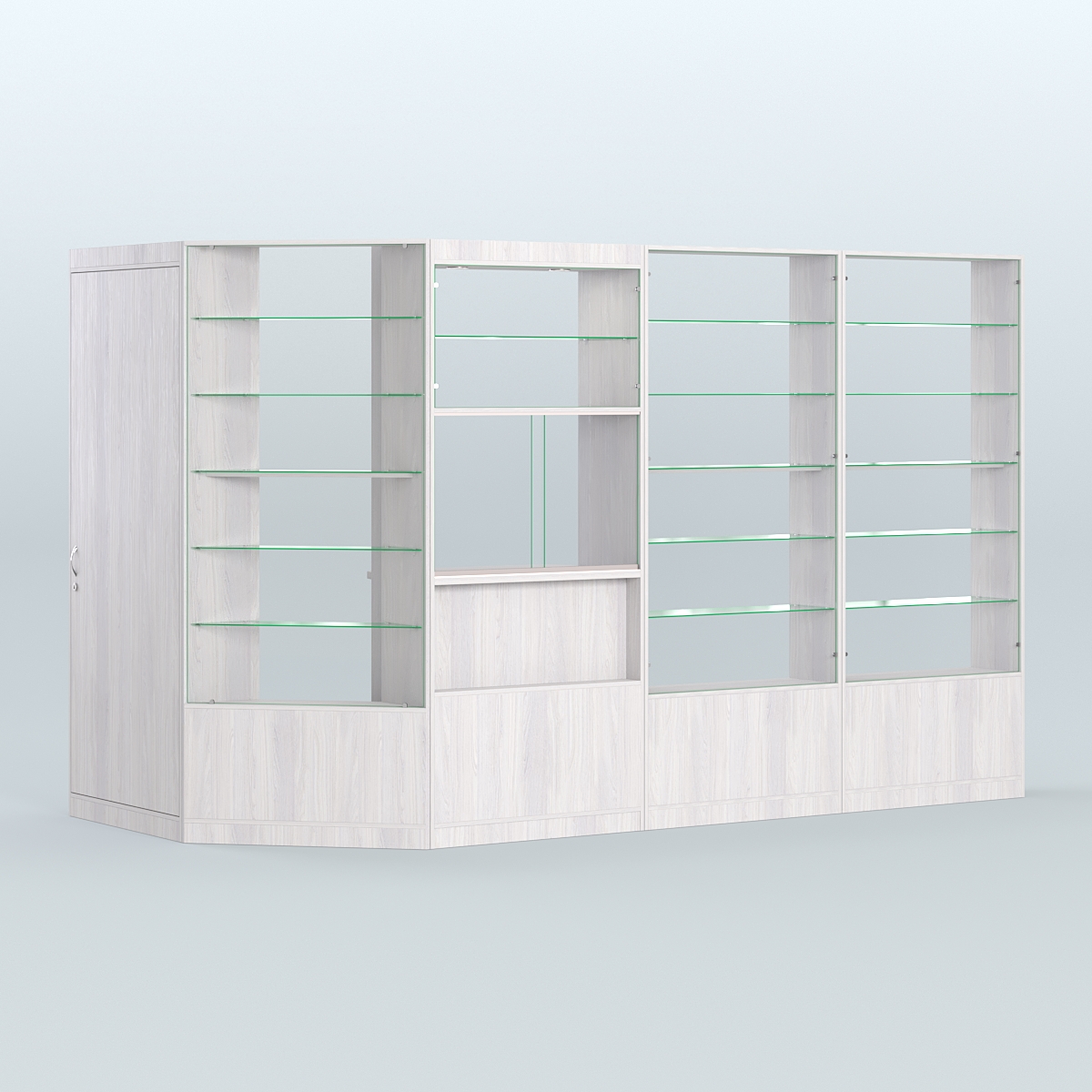 Угловой торговый павильон из ДСП СЭСП №5 (5, 09 кв.м) Ясень Анкор светлый