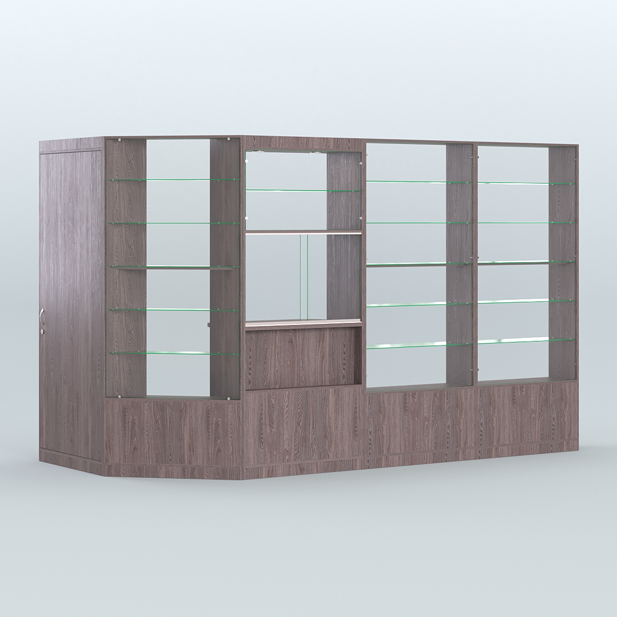 Угловой торговый павильон из ДСП СЭСП №5 (5, 09 кв.м) Ясень Анкор темный