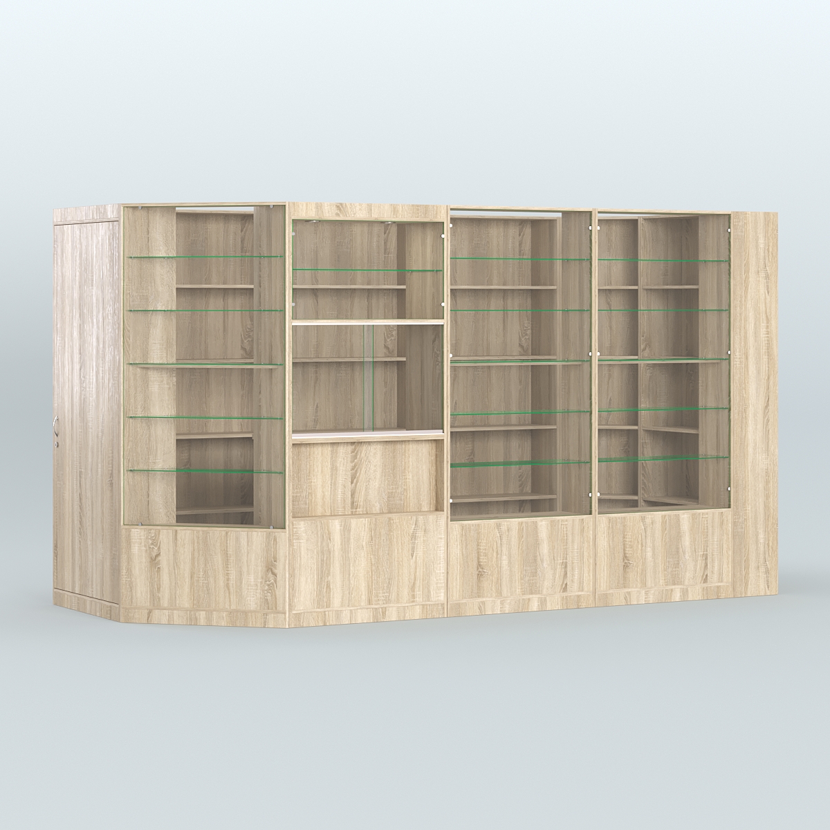 Угловой торговый павильон из ДСП СЭСП №6 (8, 82 кв.м) Дуб сонома