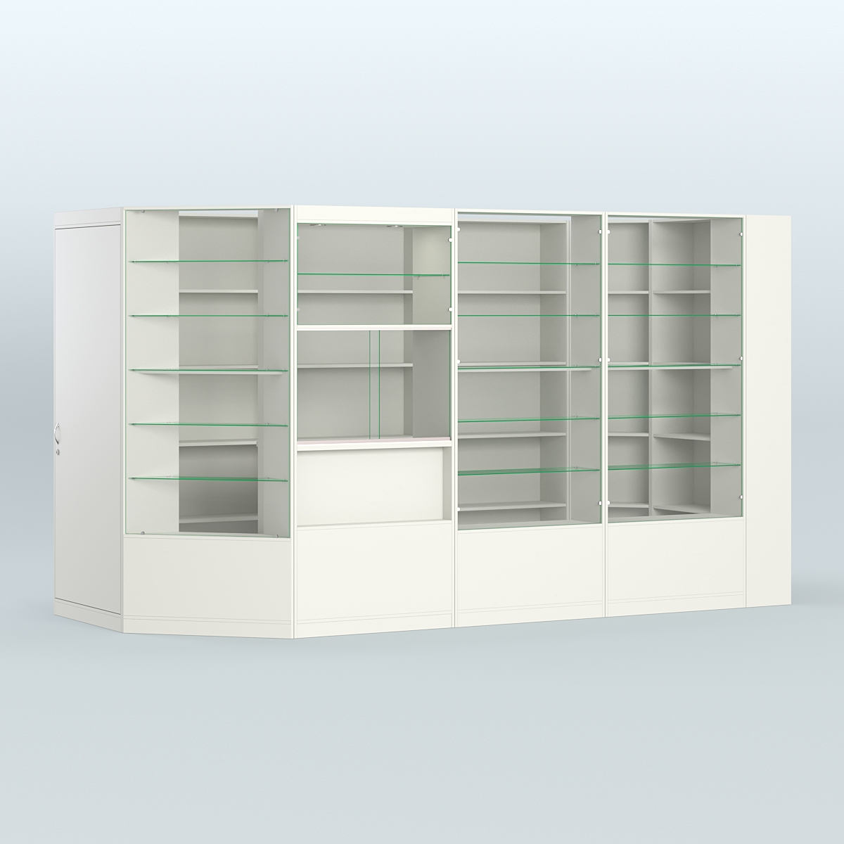 Угловой торговый павильон из ДСП СЭСП №6 (8, 82 кв.м) Белый