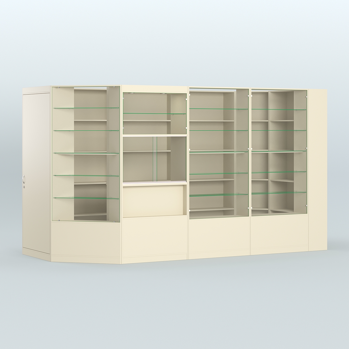 Угловой торговый павильон из ДСП СЭСП №6 (8, 82 кв.м) Крем Вайс