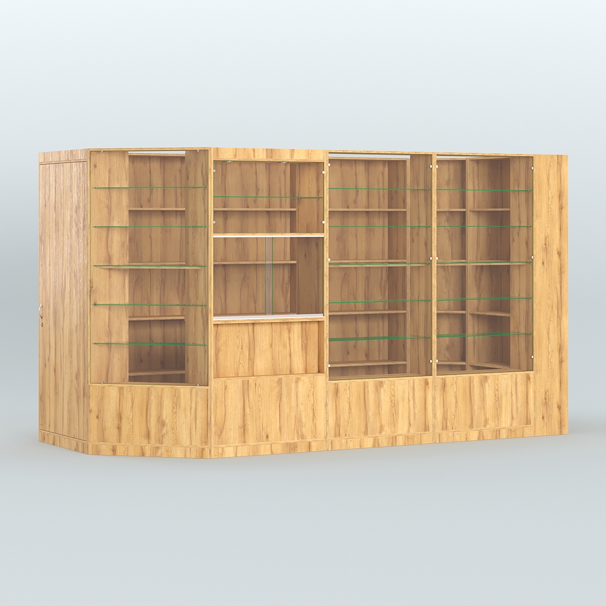 Угловой торговый павильон из ДСП СЭСП №6 (8, 82 кв.м) Дуб Золотистый