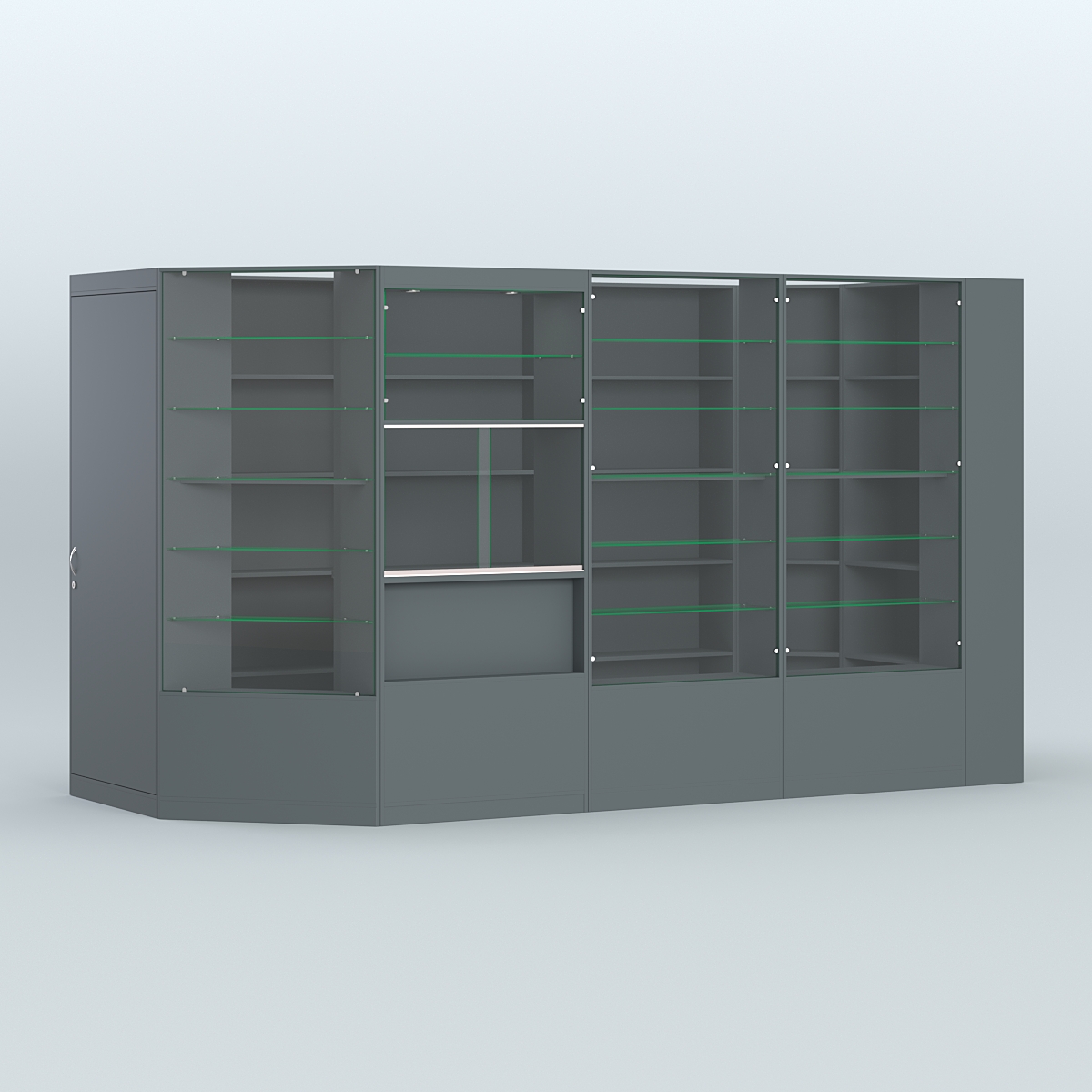 Угловой торговый павильон из ДСП СЭСП №6 (8, 82 кв.м) Темно-Серый