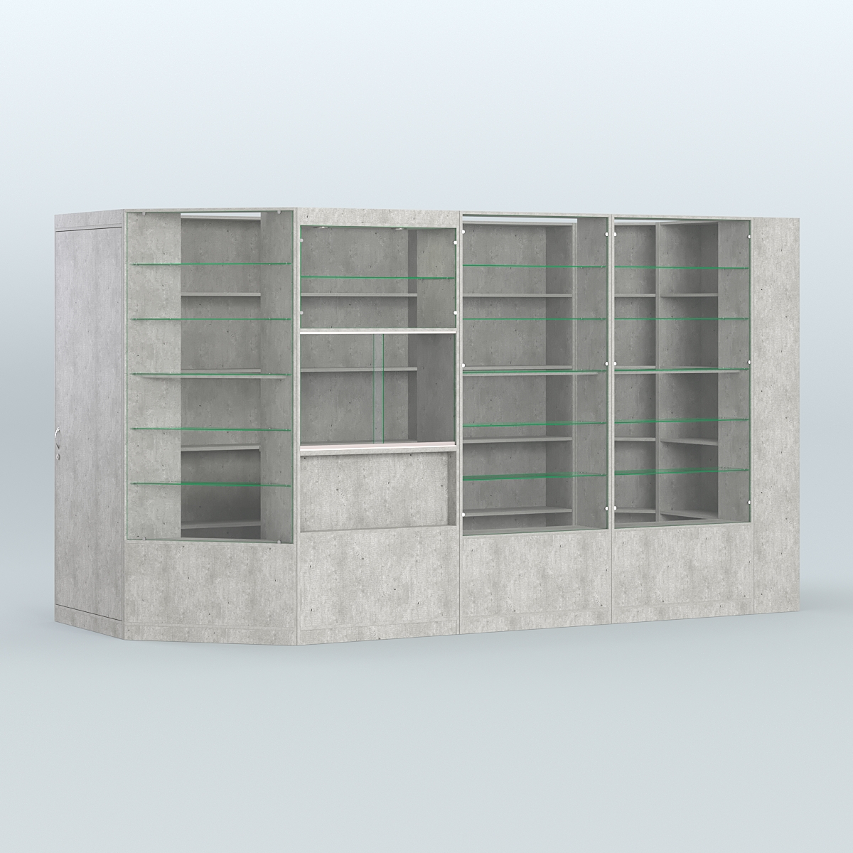 Угловой торговый павильон из ДСП СЭСП №6 (8, 82 кв.м) Метрополитан Грей