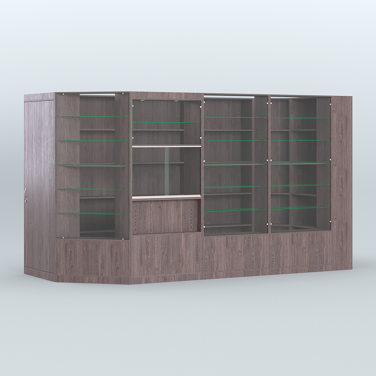 Угловой торговый павильон из ДСП СЭСП №6 (8, 82 кв.м) Ясень Анкор темный