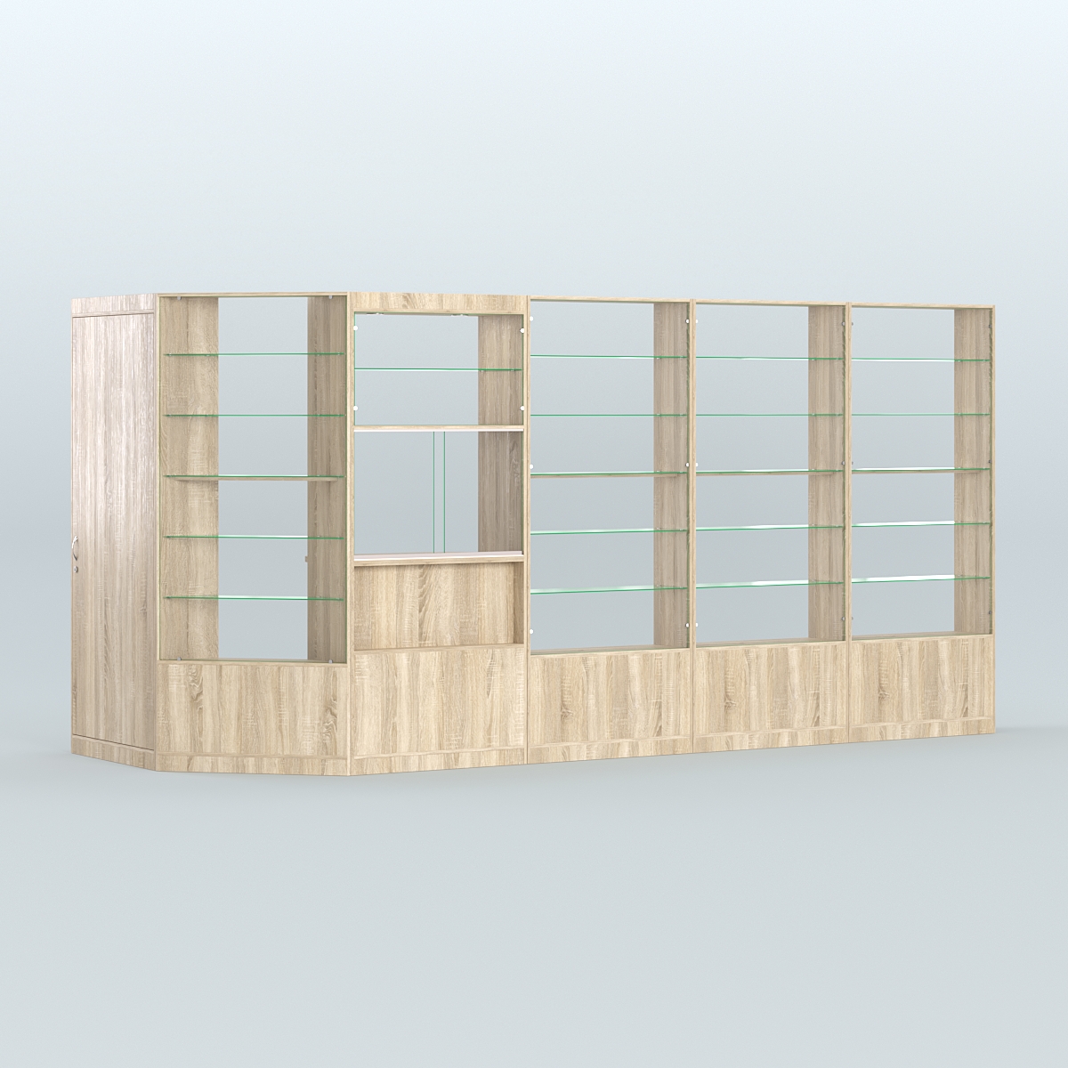 Угловой торговый павильон из ДСП СЭСП №7 (6, 47 кв.м) Дуб сонома