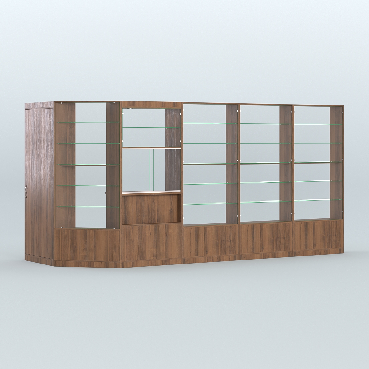 Угловой торговый павильон из ДСП СЭСП №7 (6, 47 кв.м) Орех