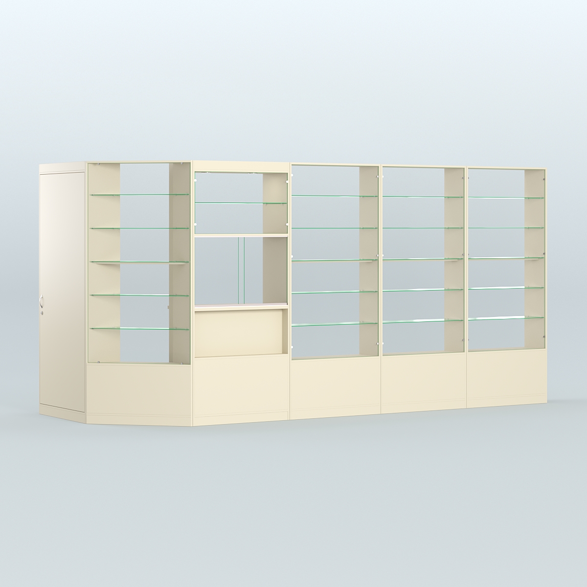 Угловой торговый павильон из ДСП СЭСП №7 (6, 47 кв.м) Крем Вайс